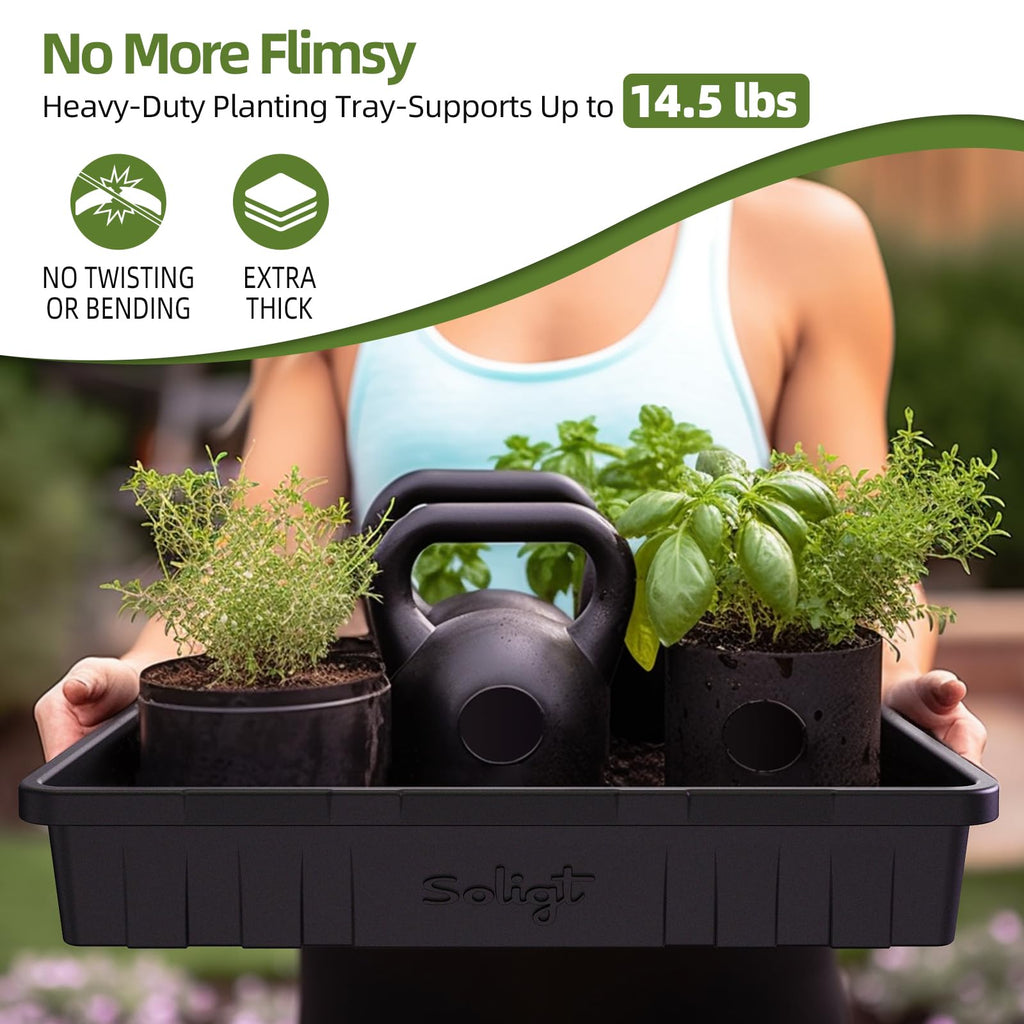 SOLIGT Extra Thick Heavy Duty 10 Pack Seed Starting Trays 14 * 10.8 * 2.3"