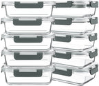 KOMUEE 10 Packs 30 oz Glass Meal Prep Containers with Lids