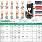 Twidec/160PCS Battery Cable Ends AWG 2 4 6 8 10 12 Gauge Copper Cable Wire Lugs,Ring Terminals Connectors,Copper Ring Terminals Connectors and Hammer Lug Crimper Tool 8 AWG to 0000 AWG