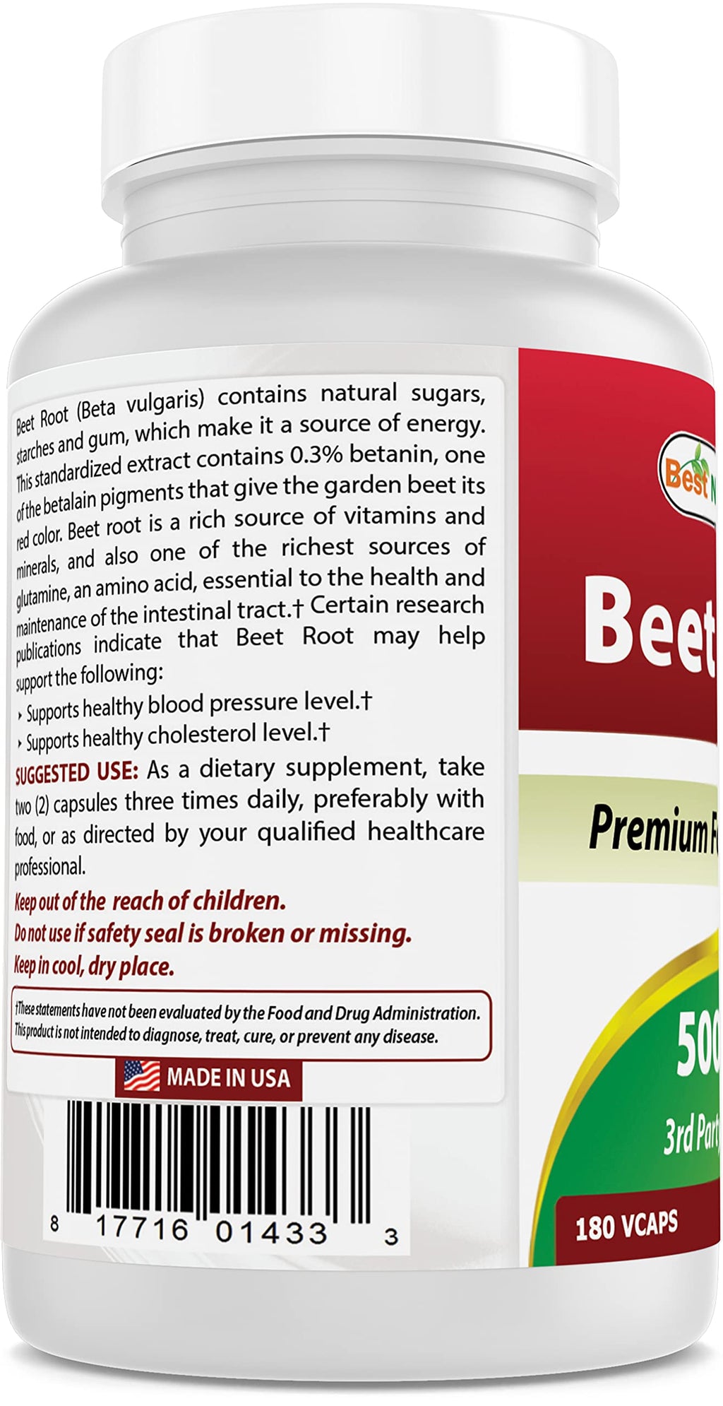 Best Naturals Beet Root Powder 500 mg 180 Capsules (180 Count (Pack of 2))