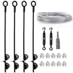 hannger 4 Pack 18" Ground Anchors Shed Anchor Kit with 1/8" Galvanized Cable & Turnbuckles, Heavy Duty Trampoline Anchors for Swingset Canopy Carport Gazebo Greenhouse Tree