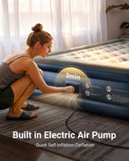 iDOO Luxury Air Mattress with Built in Pump, Queen Size Inflatable Mattress for Camping, Guests & Home, 18" Raised Comfort Blow up Mattress, Durable, Portable & Waterproof Air Bed, colchon inflable
