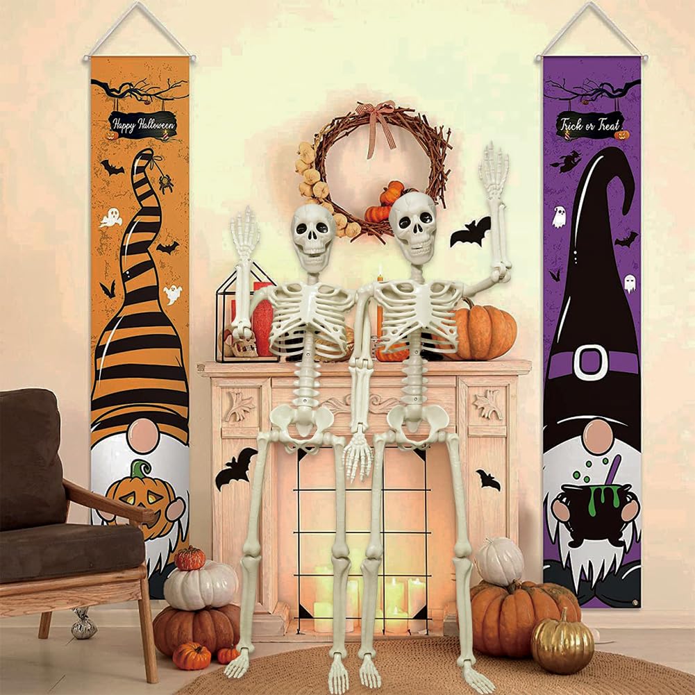 2 Pack 36in Posable Plastic Skeleton Halloween Decor - 3 ft Halloween Decor