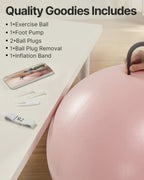 YOTTOY Anti-Burst Exercise Ball for Working Out, Yoga Ball for Pregnancy,Extra Thick Workout for Physical Therapy,Stability Ball for Ball Chair Fitness with Pump (Pink)