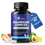 Magnesium Complex for Women Men 1350mg 15 in 1 Pure Magnesium Supplement with Magnesium Glycinate Citrate Malate Taurate Oxide Magnesio, for Muscle, Heart, Relaxation & Nerve Support, Vegan 60 Days