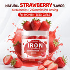 Iron Gummies for Women Teen Girls, Ferrous Gluconate 324 mg with Vitamin C, Iron Supplement Plus Vitamin A, B, Folate, Copper, Zinc, Energy & Blood Support, Immune Health, Sugar Free 60 Gummies