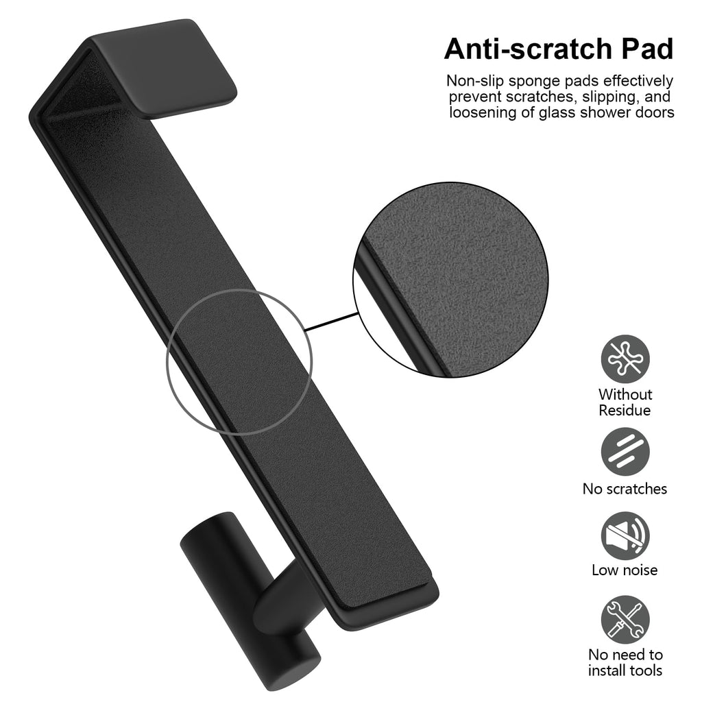 HUFEEOH Over The Door Hooks 2-Pack, Heavy Stainless Steel Coat & Towel Rack, No Drilling Scratch-Free Over Door Hanger Dorm Essentials Bathroom Accessories, Fits 1-3/4" Doors (Black) (T Shape)