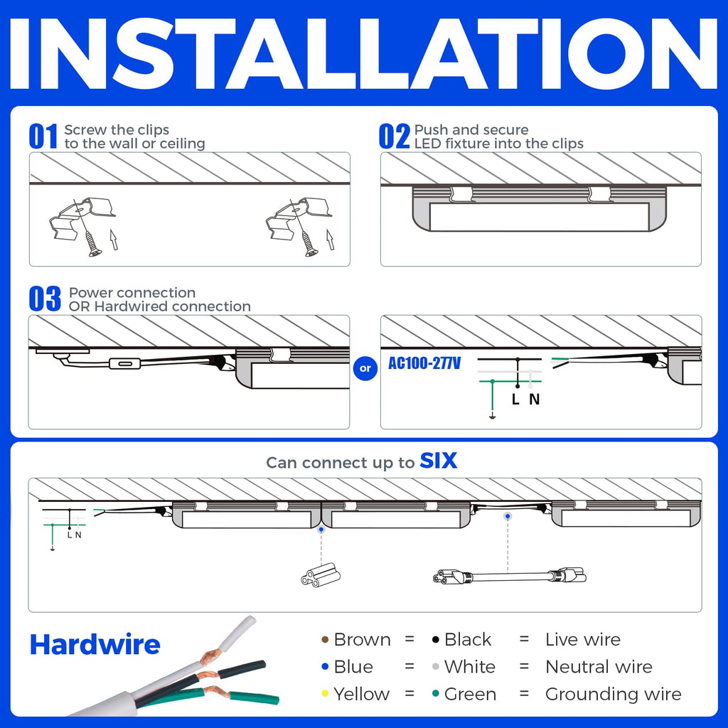 Barrina LED Shop Lights 4FT, 40W 5500LM 5000K Daylight White, T8 LED Garage Lights, V Shape, Clear Cover, High Output Tube, Linkable 4 Foot LED Strip Light for Workshop, Warehouse with Plug, 2 Packs