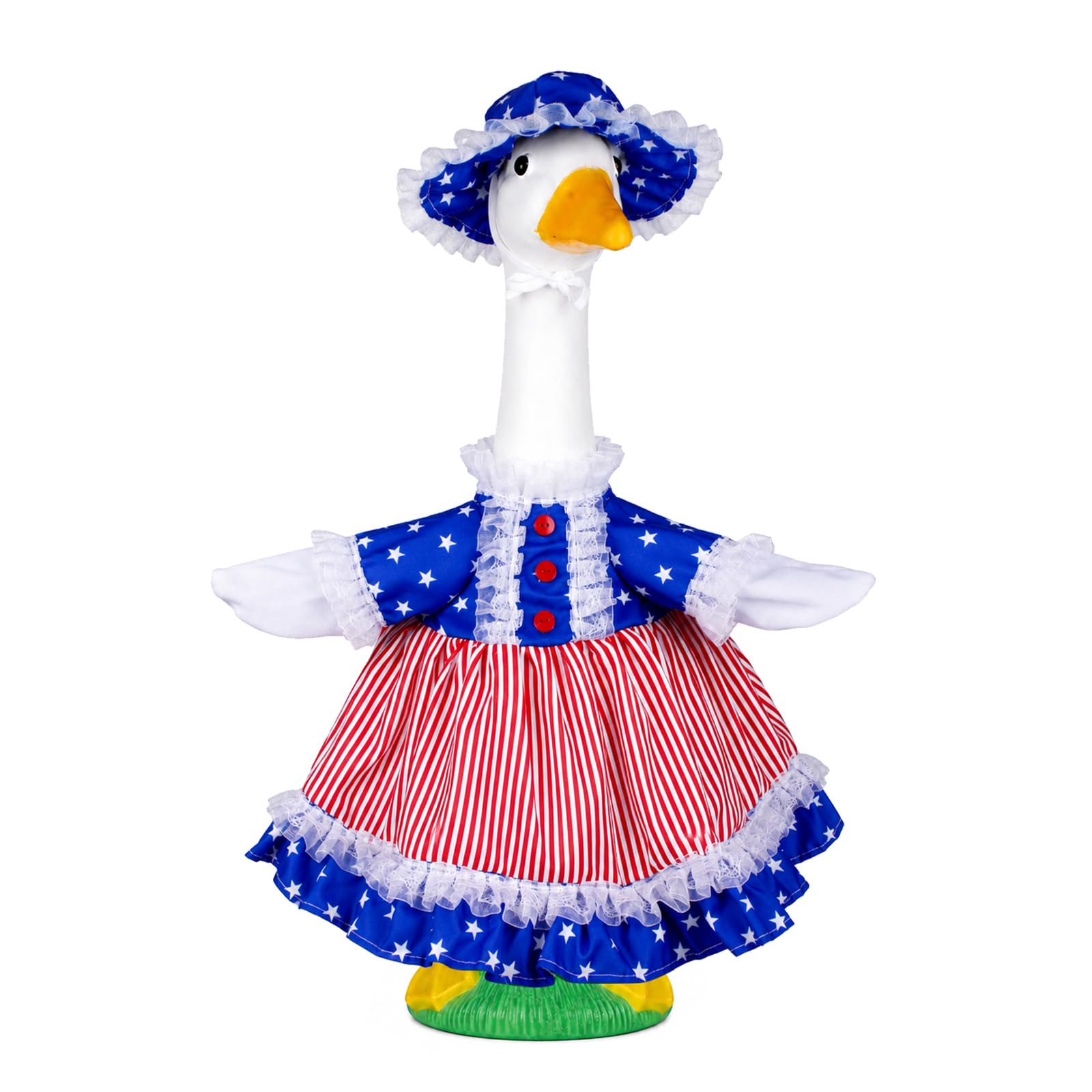 Xroyniu 4th of July Porch Goose Outfits, Patriotic Goose Outfit Costume for Plastic/Cement Statue, Independence Day Goose Clothes for USA 250th Anniversary Garden Patio Decor