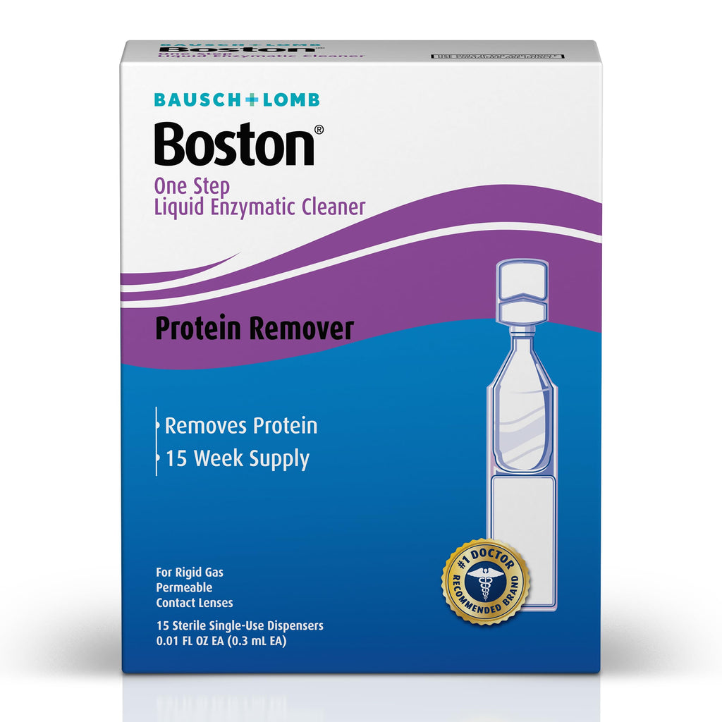 Boston One Step Liquid Enzymatic Cleaner – from Bausch + Lomb, 15 Sterile Single-Use Dispensers (Pack of 2)
