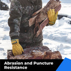 toolant 2 Pairs Winter Leather Work Gloves, Warm Thinsulate Lining for Cold Weather Work, 100% Full Grain Cowhide with Abrasion and Puncture Resistance, Size Medium
