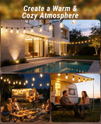 Tenmiro 200FT LED Outdoor String Lights with Remote, 72+2 Shatterproof Bulbs Dimmable Timing 3 Light Modes Outside Patio Lights for Backyard Porch Deck Garden Balcony Pool party Hanging Lighting Decor