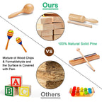 LOOIKOOS Toddler Musical Instruments Montessori Natural Wooden Percussion Instruments for Kids Preschool Educational Musical Toys Set for Boys and Girls with Storage Bag