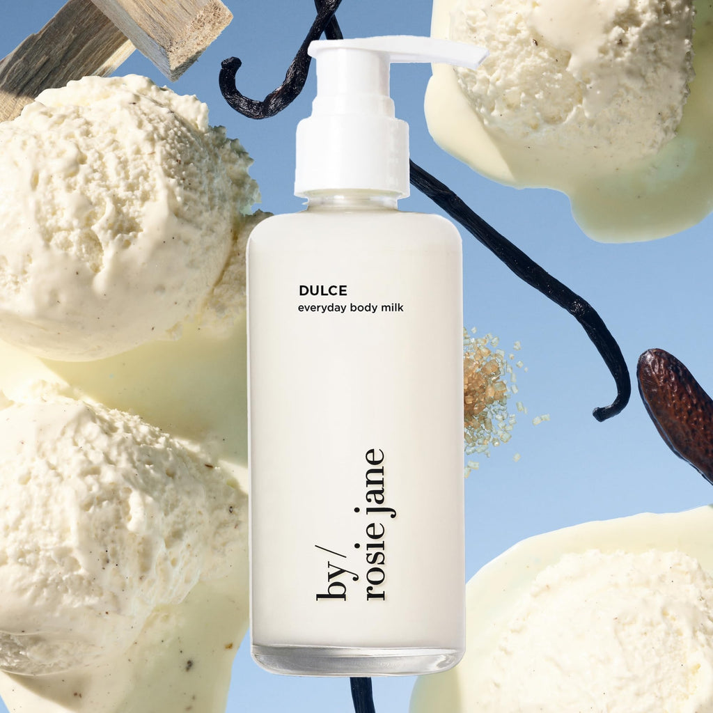 By Rosie Jane Everyday Body Milk (Dulce) - Hydrating Toner & Body Moisturizer to Help Even Skin Tone - Infused with Soothing Aloe Vera and Turmeric Root to Promote Anti-Aging (5 Ounce)