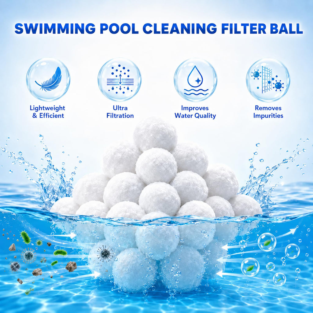 Bohodiy 1.5 lbs Pool Filter Balls for Sand Filter, Reusable Pool Fiber Filter Balls Replace 55lbs Pool Filter Sand，Efficient Pool Filter Media Balls for Filter Pump, Pool Cleaning (1.54 Lbs)