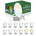 zouzai 12 Pack 4 Inch LED Recessed Ceiling Light, 9W=60W, 5CCT, Dimmable
