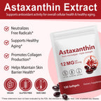 Astaxanthin Supplements, Supports Eye, Joint, Internal Circulation, Skin Health, Astaxanthina Antioxidant Supplements (1Bag120P)