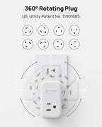 TROND Outlet Extender with 2 PD 20W USB C Charger, 3 AC Multi Plug Outlet Splitter with 360 Rotating Plug, USB Wall Socket Adapter, A Small Charging Station for Kitchen Bathroom Cruise Essentials