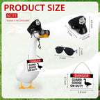 CAMDUCK 3 Pcs Porch Goose Accessories Porch Goose Sign Goose Police Hat Eyeglasses Wooden Gooses Warning Sign Danger Guard Geese on Duty Warning Sign Geese Outfits Decor for Yard Porch Lawn