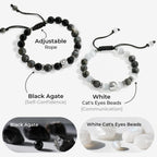 Elegant Beaded Bracelets - Natural Stone & Stainless Steel Healing Energy Jewelry for Couple Lover, Adjustable Sun and Moon Non-Smart Bracelet Set with Positive Meaning, Perfect Friendship Gifts