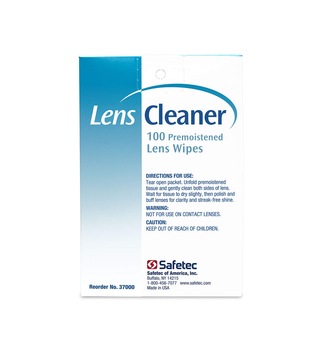 Safetec Lens & Eyeglasses Cleaning Wipes, Pre-Moistened Wipes (2 Pack of 100ct Boxes - 200 Cleaning Cloths)
