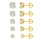 MDFUN Screw Back Stud Earrings for Women Men, 5 Pairs 3-7MM