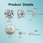Moissanite Stud Earrings, Round Cut D Color VVS1 Clarity Lab Created Moissanite Earrings Studs 18K White Gold Plated 925 Sterling Silver Jewelry for Women Men (Silver 4 Prong, 4 CTW (2 Ct Each))