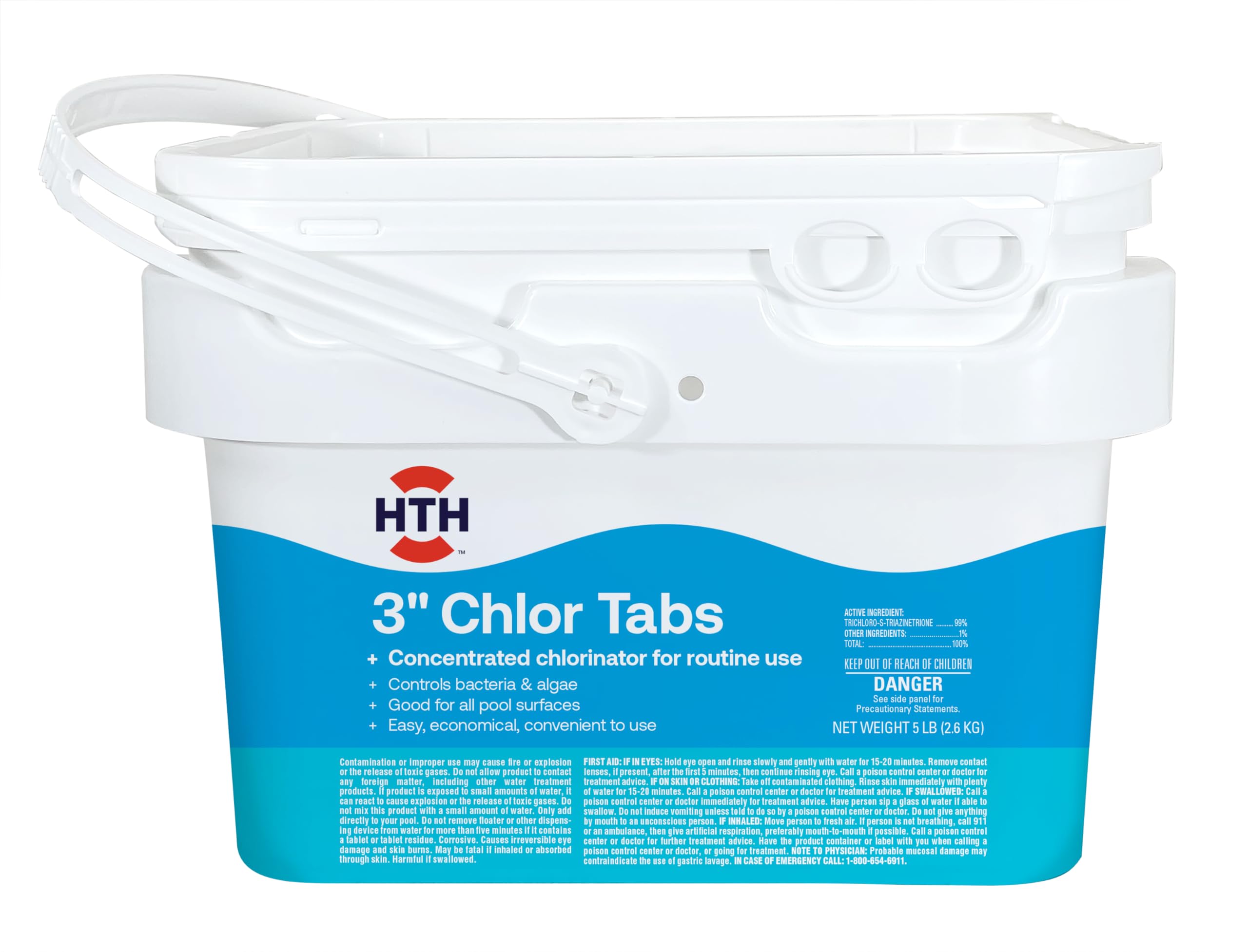 HTH 42064 Swimming Pool Care 3" Chlorine Shock Individually Wrapped Tablets, 5lb