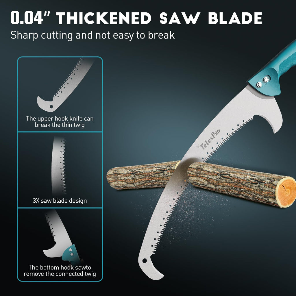 TelesPro Multi-Purpose Handheld Pruning Saw - 16-Inch Blade, Compatible with Standard US Acme Thread Poles (Pole Sold Separately), Ideal for Tree Trimming