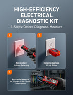 AstroAI Electrical Test Kit ETK3, 2000 Counts Digital Clamp Meter & Non-Contact Voltage Tester Pen & GFCI Outlet Tester, for Home & Professional Use