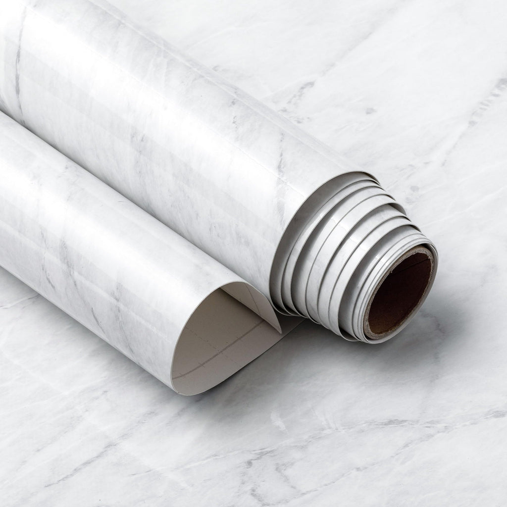 Very Berry Sticker Marble Contact Paper (White, 24" x 78", 1 Pack) Premium Peel and Stick Wallpaper for Countertop, Bathroom Vanities & Cabinets, Renter Friendly, Waterproof Vinyl