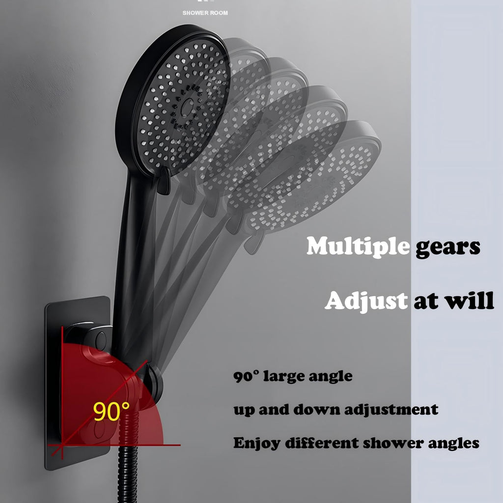 DASITON Large Wall Mount Strong Adhesive Waterproof Handheld Shower Holder,Shower Head Holder,for rv Shower Kids Shower Bathroom Shower(Black 2P)