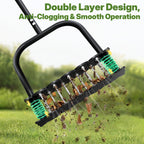 Heavy Duty 35" Manual Aerator Lawn Tool with T-Handle & 14 Spikes