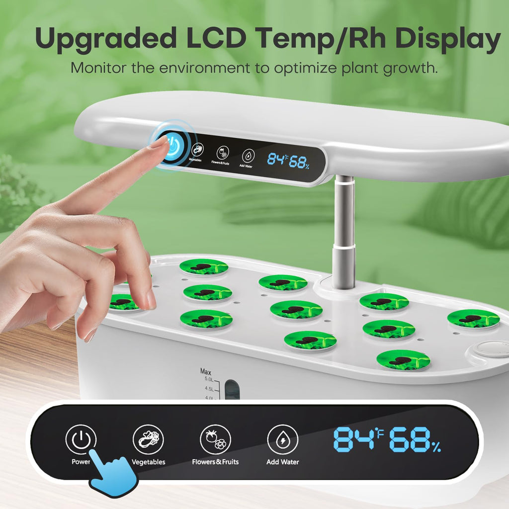 Ahopegarden Hydroponics Growing System: 12 Pods with Smart Env.Detection