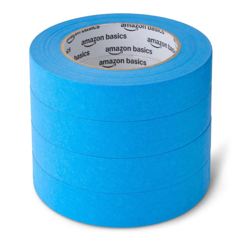Amazon Basics Blue Painters Tape, Protects Surfaces, Removes Easily, No Residue, 0.94" x 60-Yard, 4 Rolls