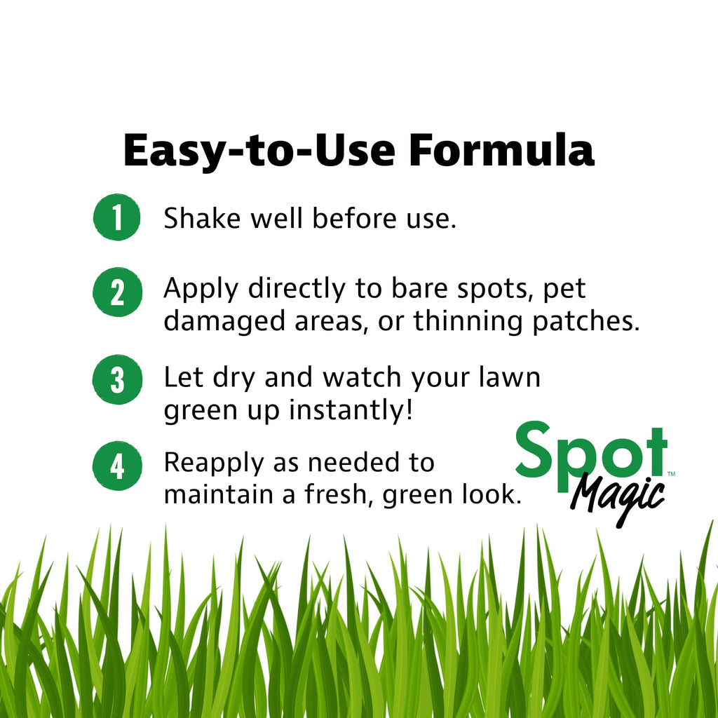 Spot Magic by Mark & Phil’s - Green Instant Lawn Grass Colorant Spray 24oz - Non-Toxic Pet & Kid Safe,- Long-Lasting Results for Concealing Brown & Pet-Damaged Grass Areas