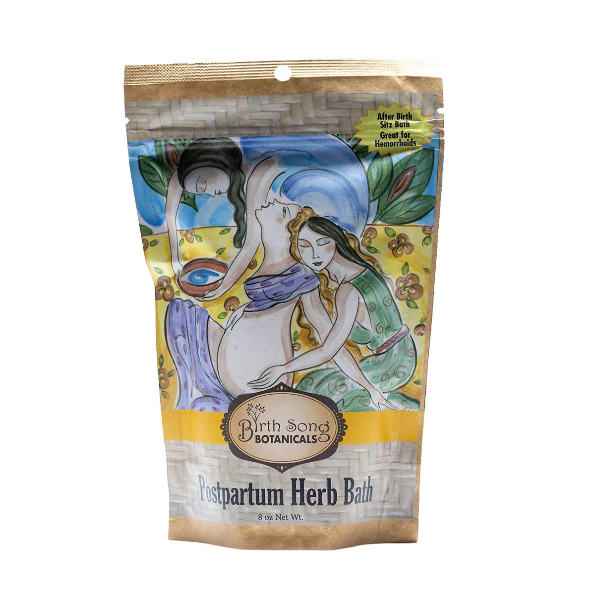 Birth Song Botanicals Organic Postpartum Herbal Bath Soak – 8 oz Herbal Sitz Bath Blend with Sea Salt, Organic Plantain, Yarrow, Shepherd’s Purse, Uva Ursi & Calendula – 1 Pack