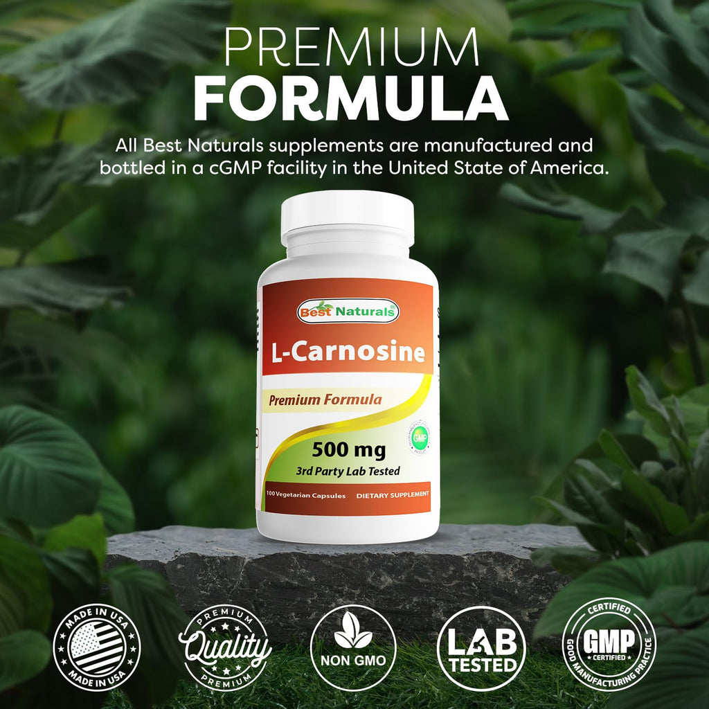 Best Naturals L-Carnosine 500 mg 100 Vcaps (100 Count (Pack of 2))
