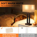 19.6" Touch Lamps for Nightstand, 3 Way Dimmable Bedroom Lamp, USB C+A