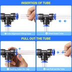 TAILONZ 1/4" Push to Connect Fitting Splitters+Elbows+Tees+Straight 8Pcs