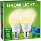 Briignite 4 Pack Grow Light Bulbs, LED Grow Light Bulb A19, Full Spectrum