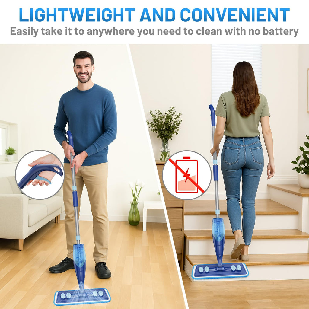 IOPRETTY Microfiber Hardwood Floor Mop - Spray Mop with 4 Washable Pads