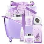 Lavender Bath and Body Gift Basket, Facial Skin Care Set, Spa Kit for Women, Self-Care Relaxation Set, Pamper Kit Self-Care Set, Birthday, Christmas, bath sets for women gift, Mother Day, Anniversary