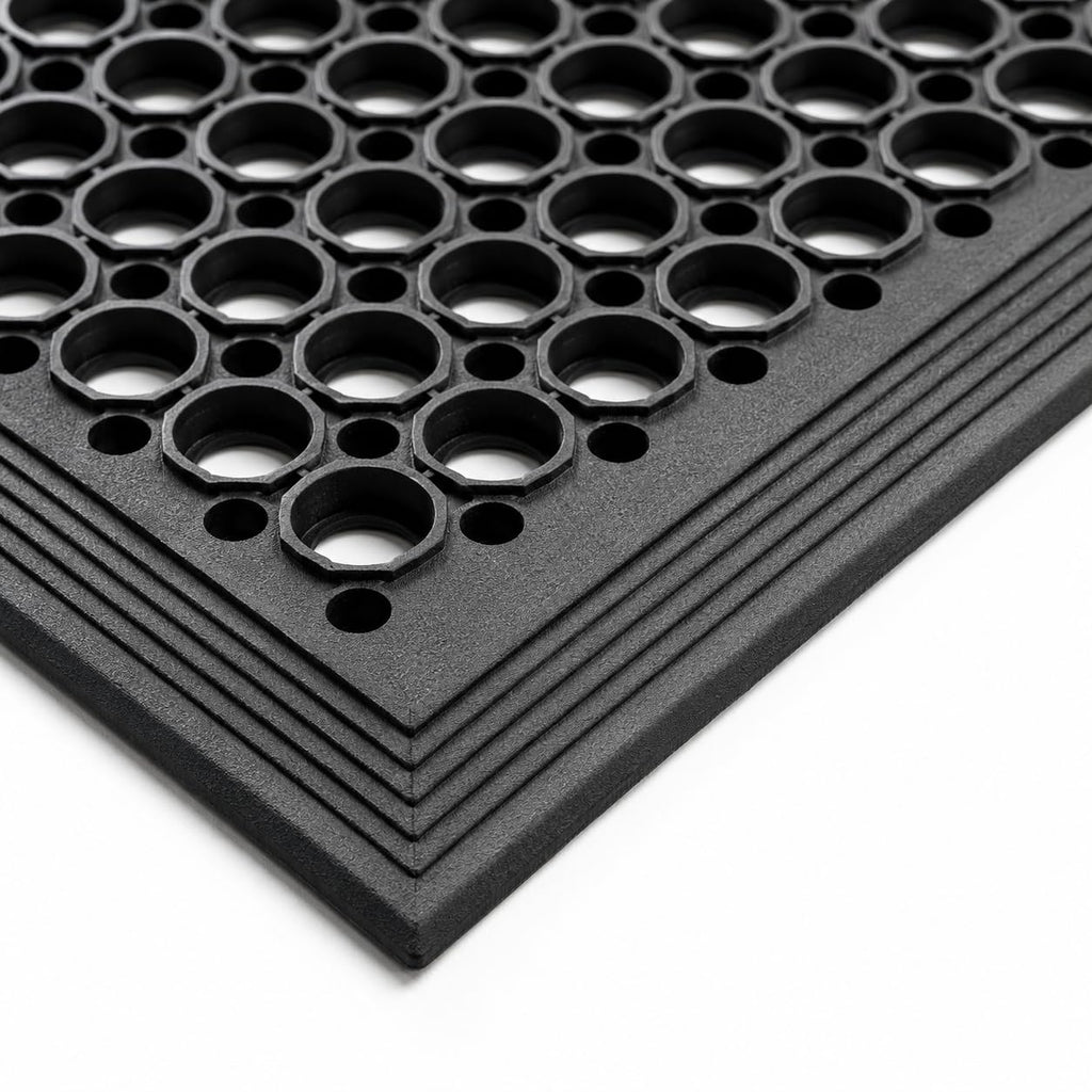 UNIMAT-Anti-Fatigue Outdoor Rubber Drainage with Non-Slip Backing Heavy Duty Mat for Restaurant Industrial Use-3'x 5' Black Mat-Ideal Bar Accessory