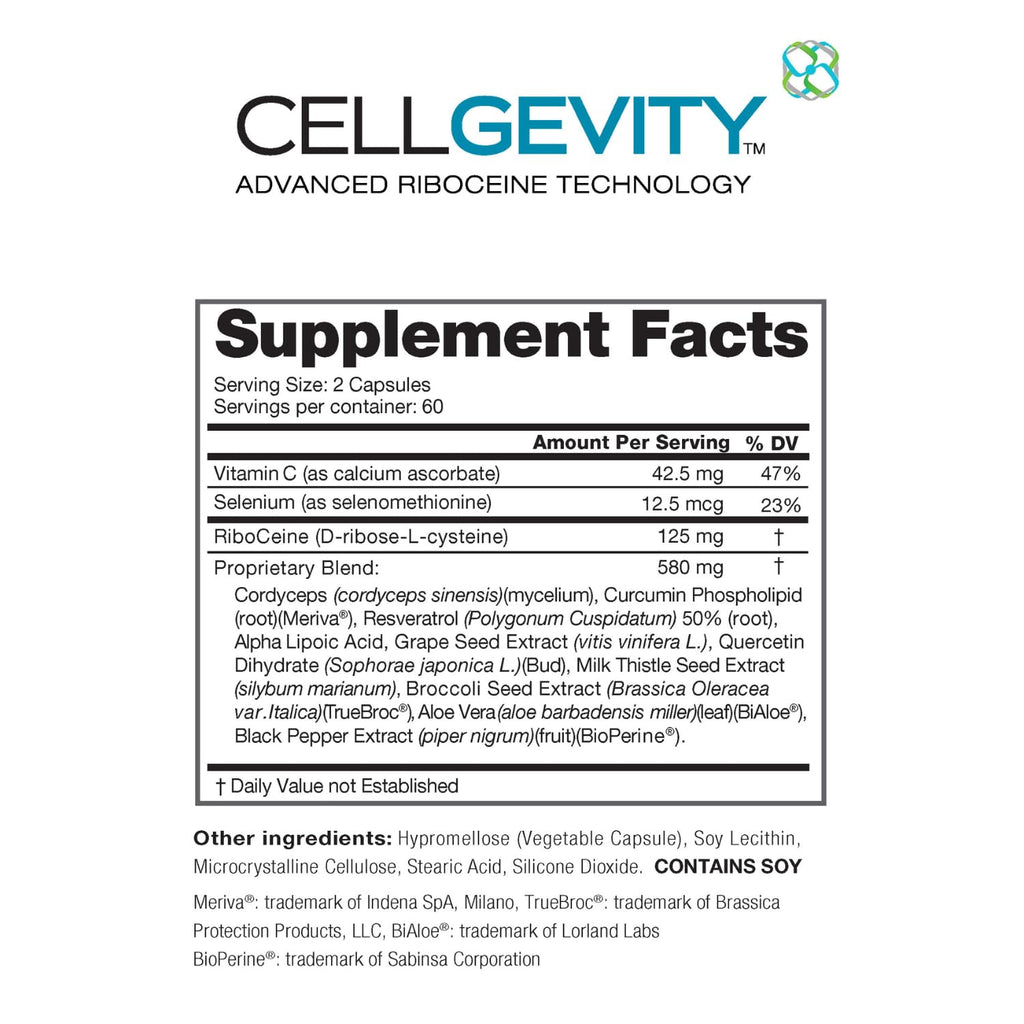 Cellgevity, Advanced Riboceine Technology, 120 Vegetable Capsules, 60 Servings (Pack of 2)