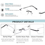 HIYANJN Frameless Reading Glasses Blue Light Blocking Rimless Computer Reader For men Lightweight Eyeglasses(3-Pack,1.75)