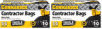 Commander 55 Gallon 3 MIL (eq) Heavy Duty Contractor Bags with Flap Ties - 36" x 56" with flaps - For Contractor,Industrial,& Outdoor,(Pack of 20)