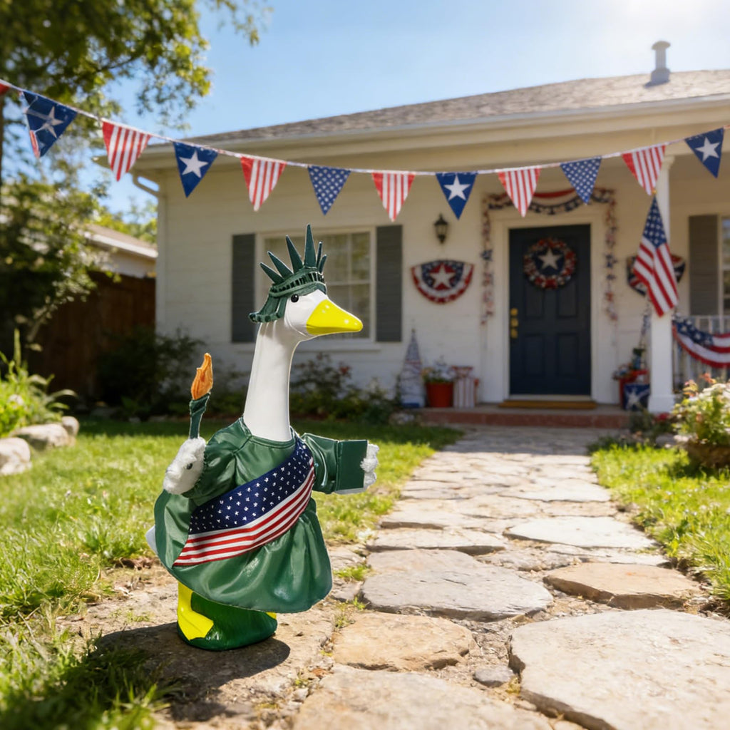 4th of July Porch Goose Outfit Goose Costume for Outdoor Garden Yard Decor