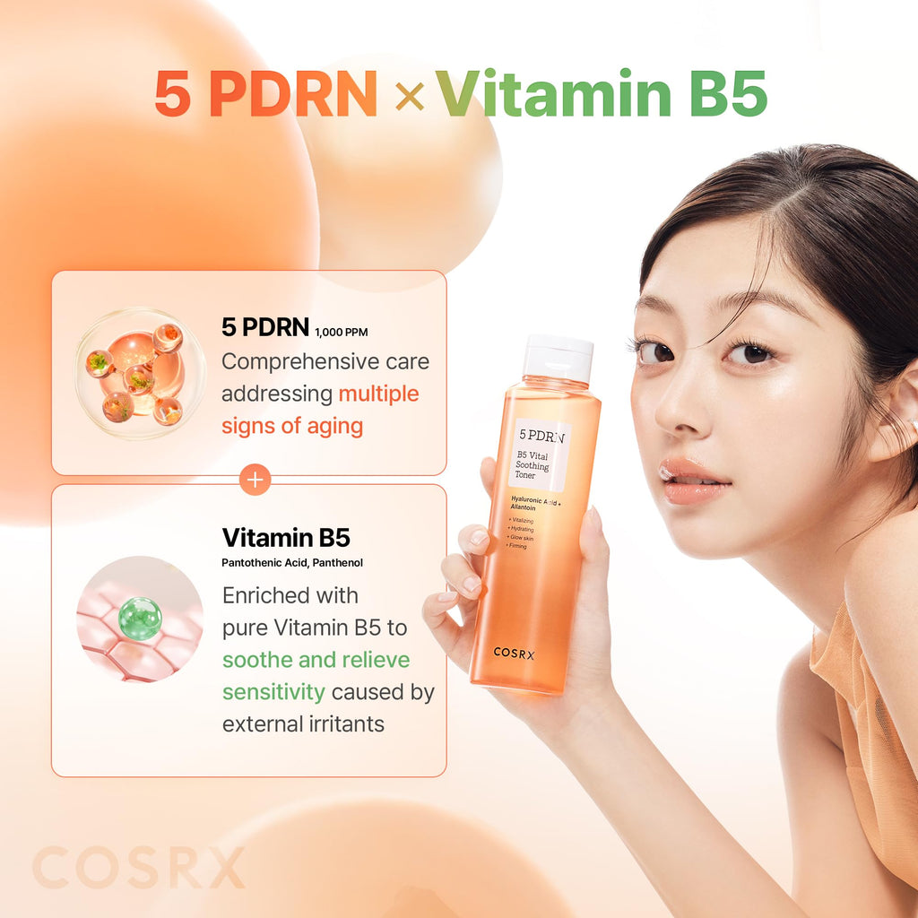 COSRX 5 PDRN B5 Vital Soothing Toner - Korean Toner for Rejuvenating & Soothing Skin with Salmon DNA, Centella, Lactobacillus PDRN & Panthenol, Korean Skin Care (280ml/9.46 fl.oz.)