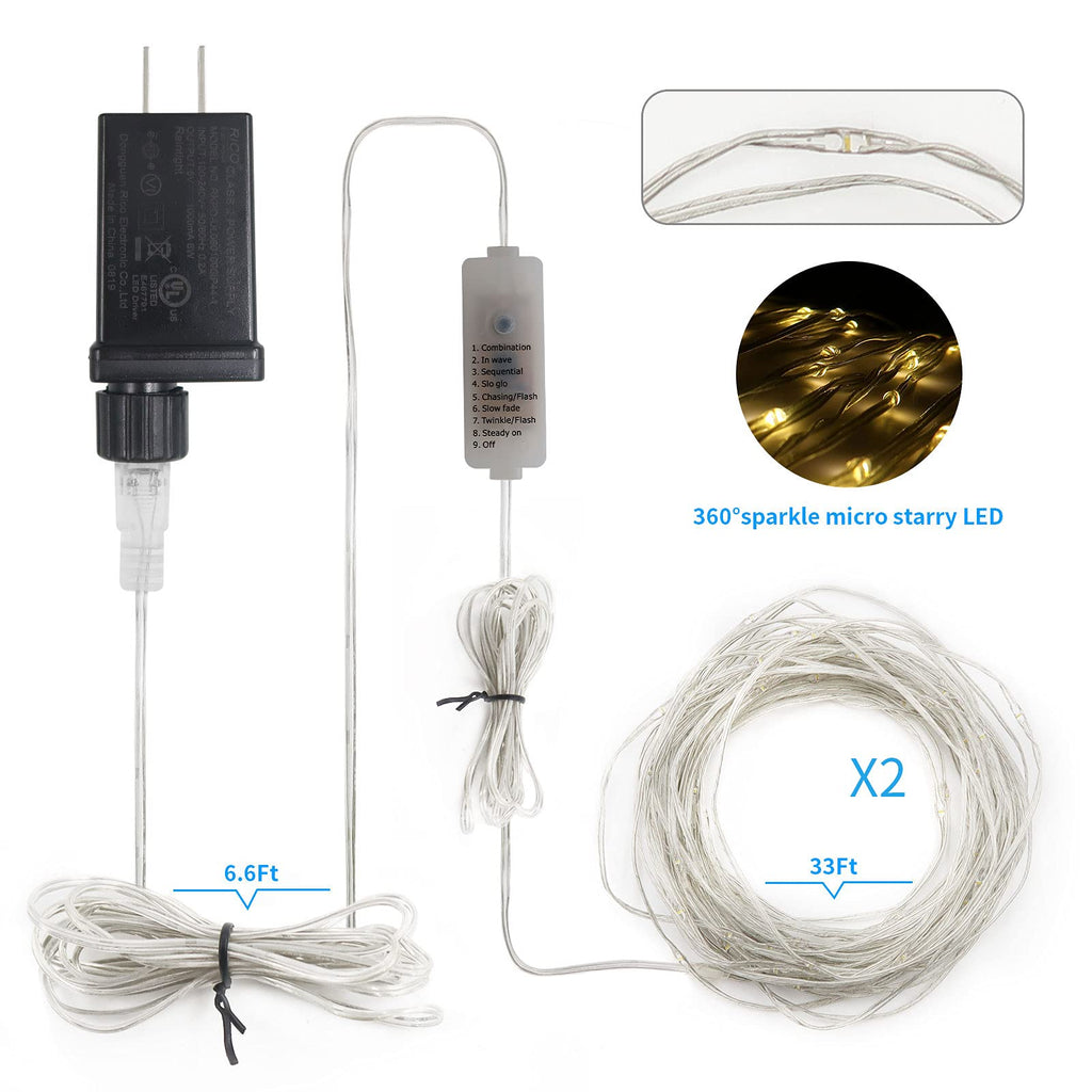 2 Pack Fairy String Lights Plug in Twinkle Lights with Remote for Bedroom